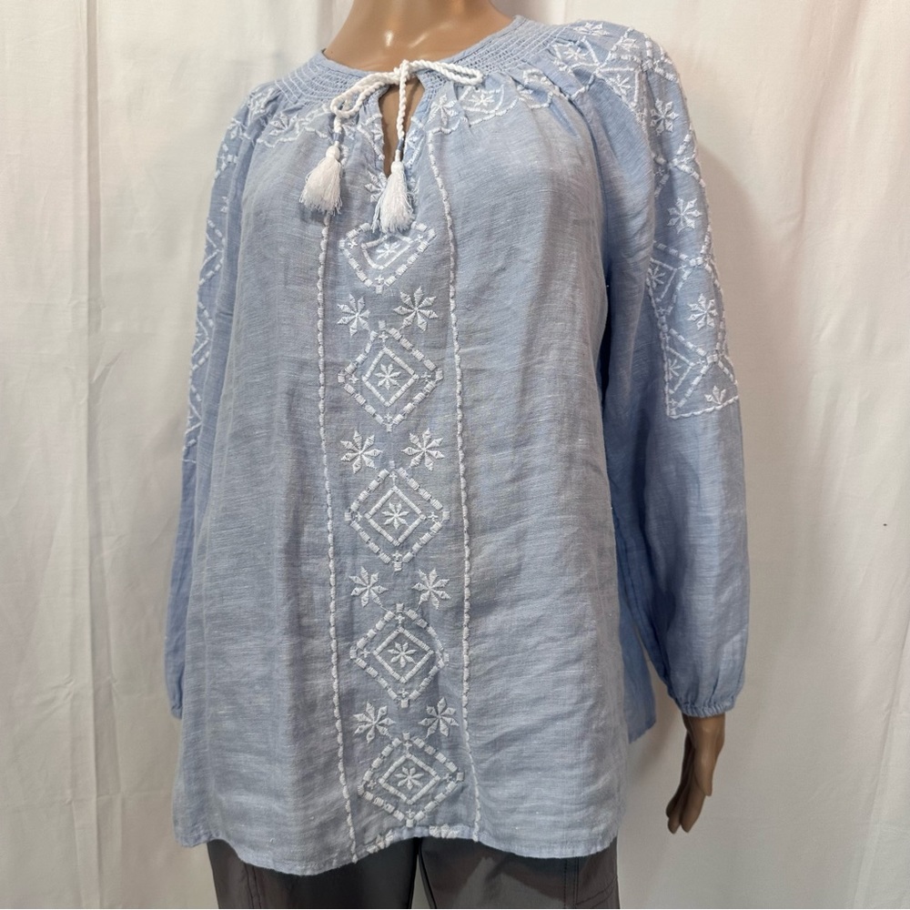 Joie light blue linen top size L